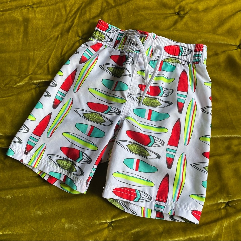 Old Navy Toddler Boys White Surfboard Swim Trunks